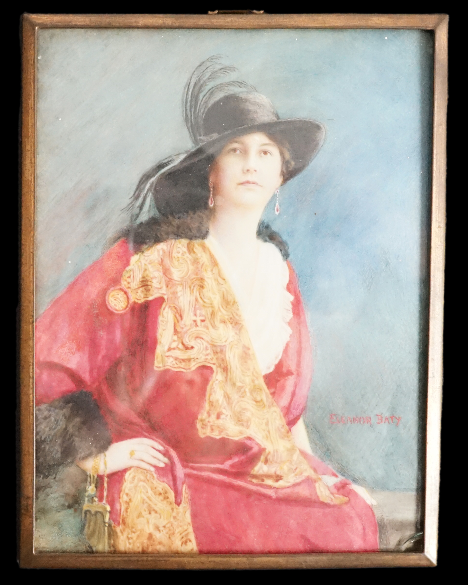 Eleanor Baty c.1900, Portrait miniature of Mlle de Collongues, No.2, watercolour on ivory, 14 x 10.5cm. CITES Submission reference SBGTDCMM
